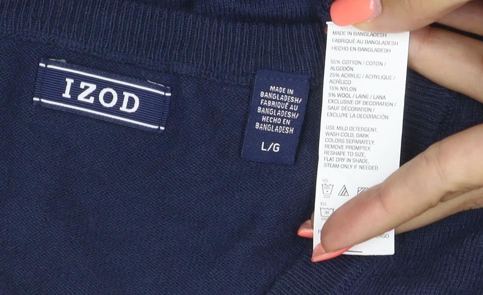 Izod Men's Navy Blue L V-Neck Sleeveless Cotton Blend Knit Vest