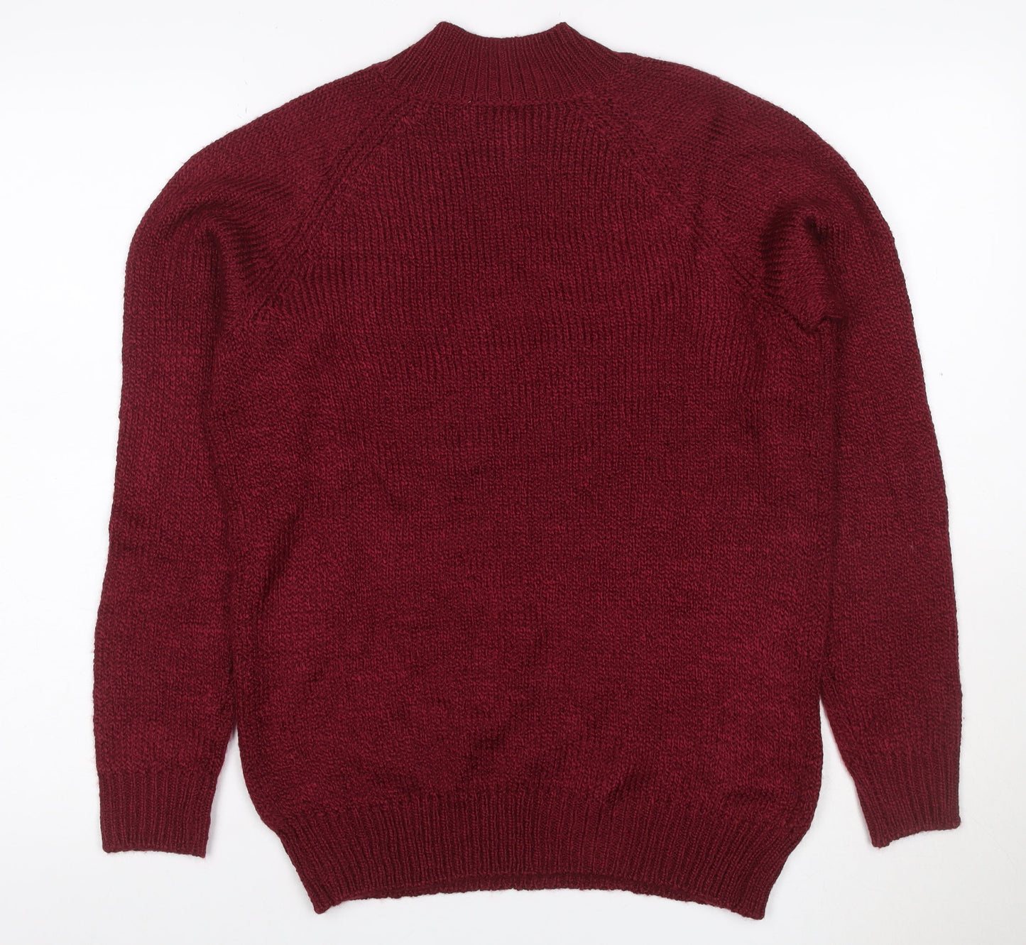 Karen Scott Women Red Petite M Cable Knit Mock Neck Henley Jumper