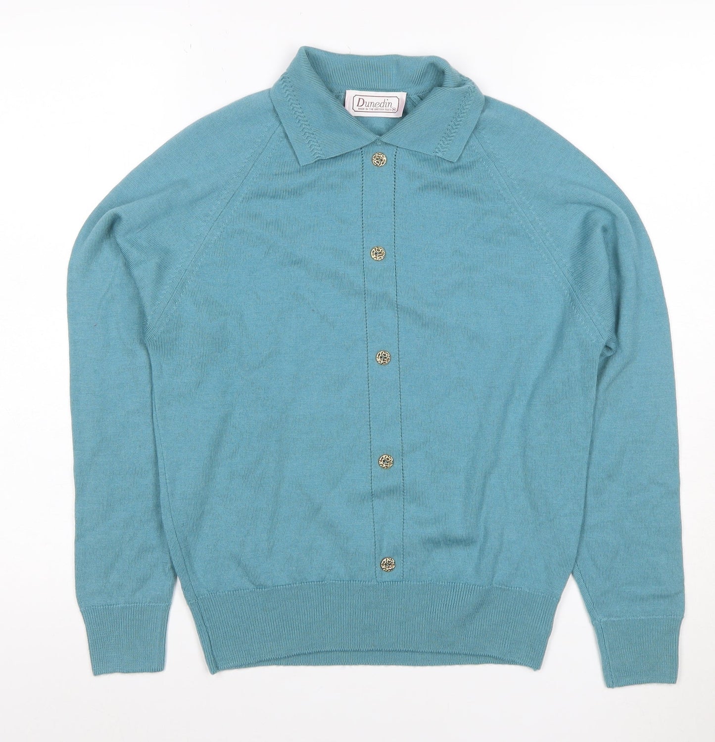 Dunedin Women Blue Wool Collared Button Cardigan Size S