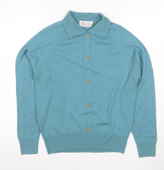 Dunedin Women Blue Wool Collared Button Cardigan Size S