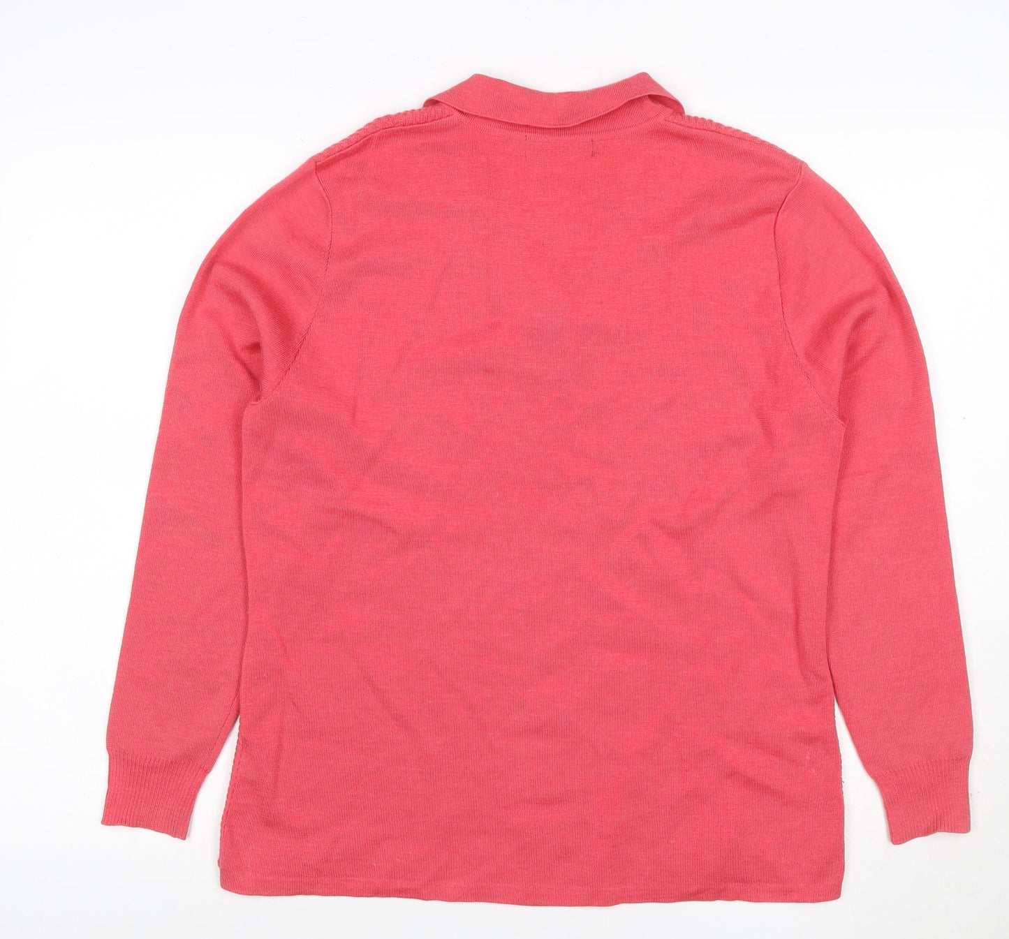 Castle of Ireland Women’s Pink UK 14 Collared Henley Wool Blend Jumper
