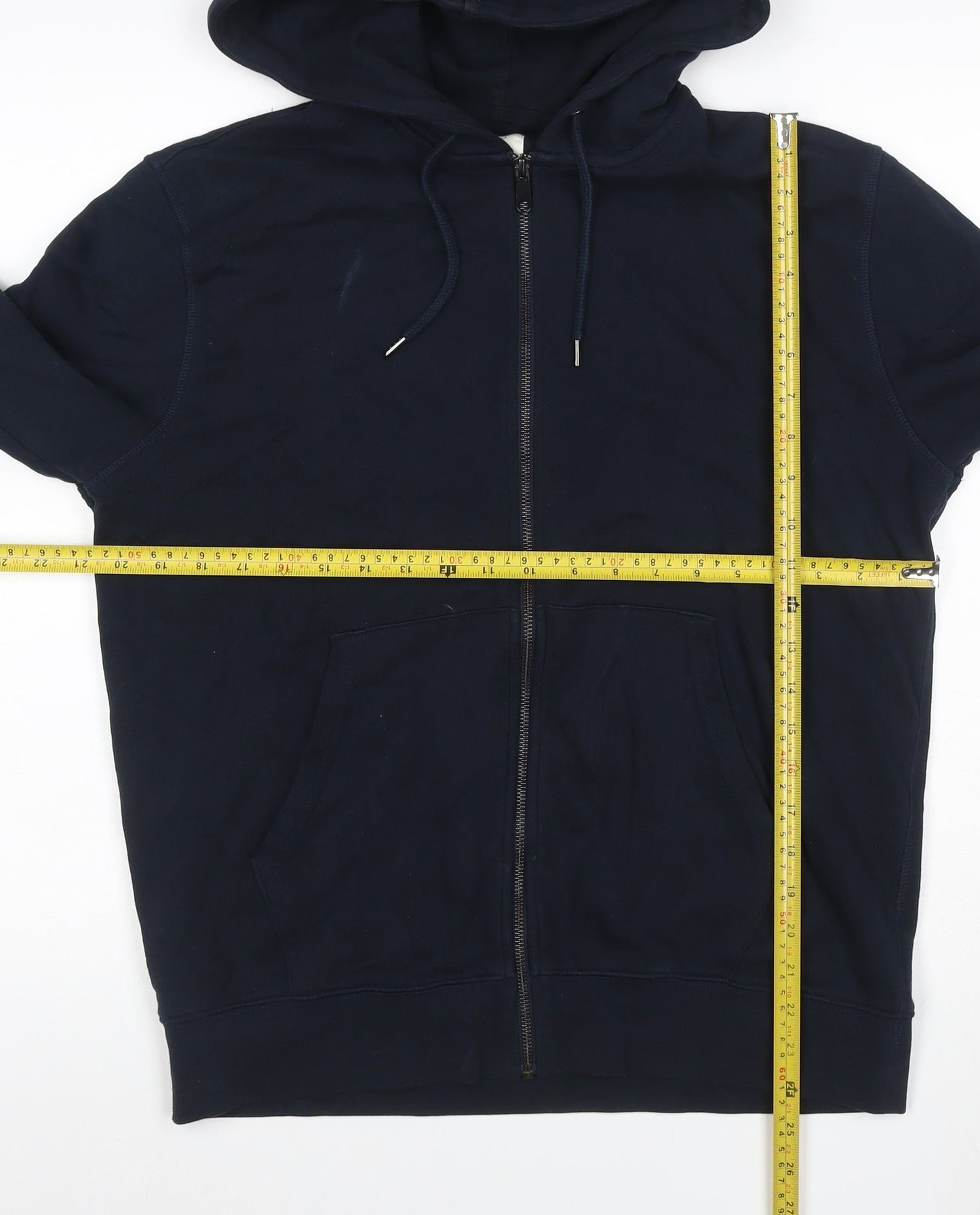 Marks & Spencer Men Blue M Full Zip Hooded Cotton Hoodie