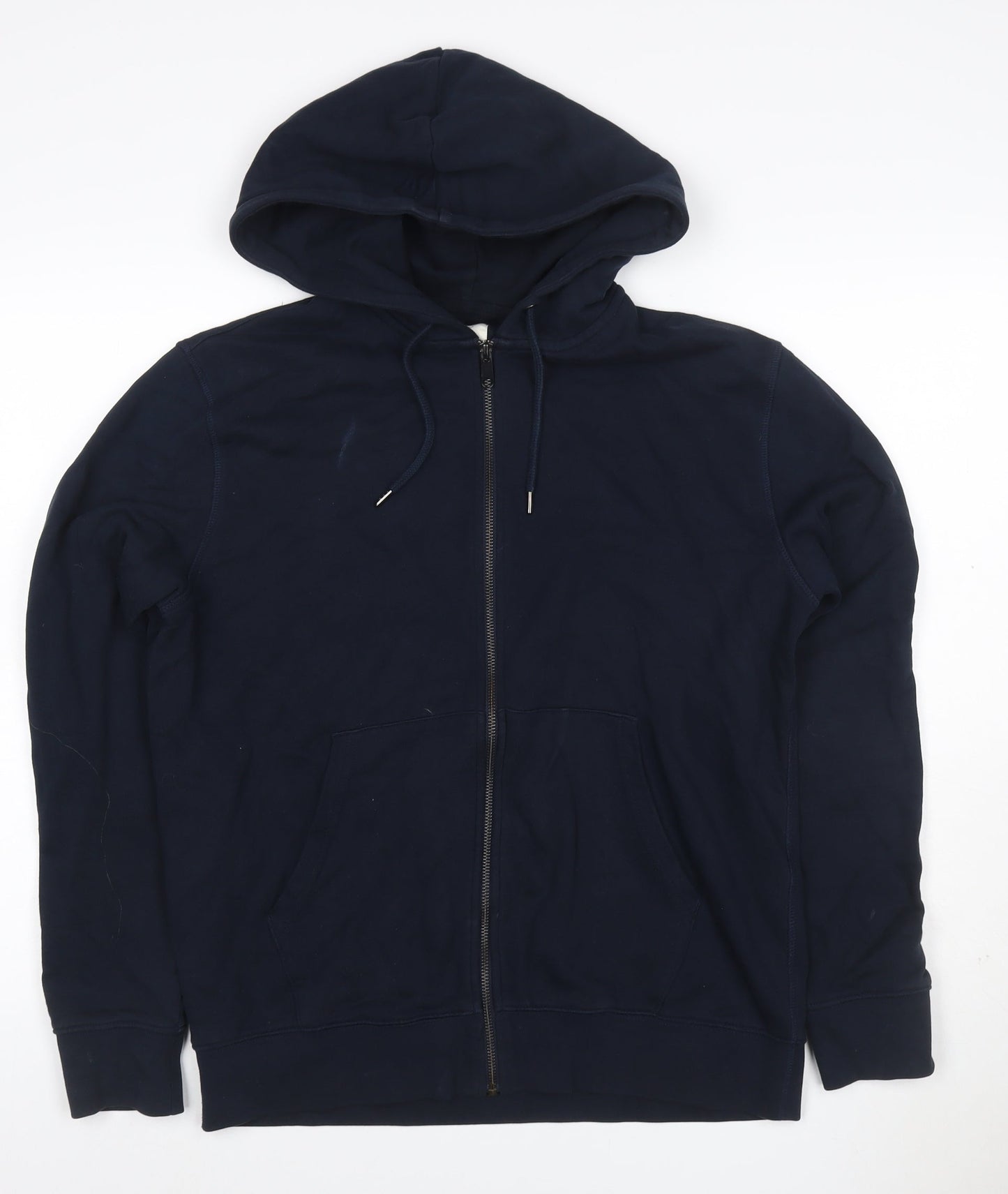 Marks & Spencer Men Blue M Full Zip Hooded Cotton Hoodie