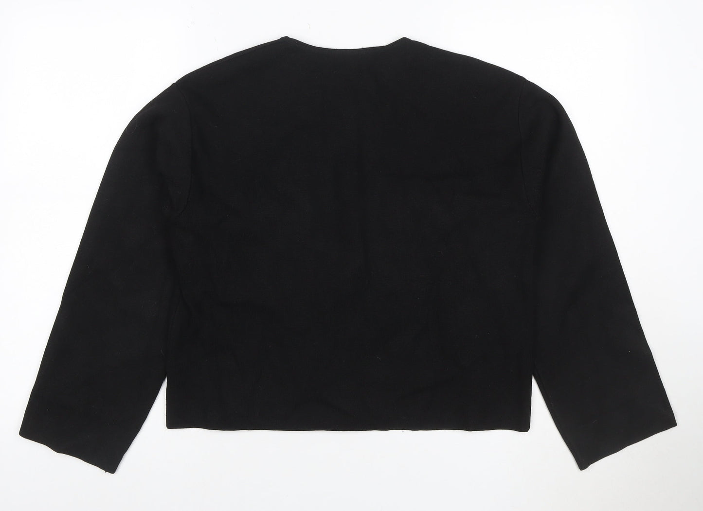 H&M Women Black M Gold Button Pocket Knit Cardigan Round Neck
