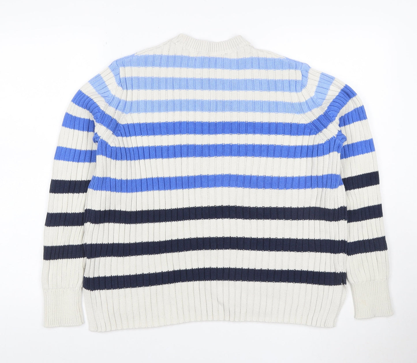 Marks and Spencer Women Multicoloured Size 14 Striped Cotton Jumper