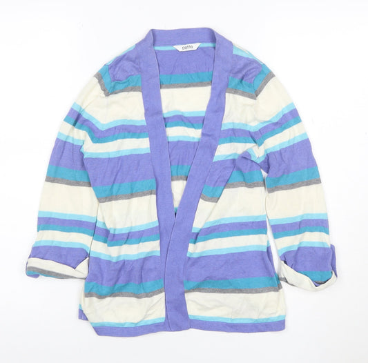 BHS Petite Women’s Multicoloured Stripe Open Cardigan UK 8 Cotton