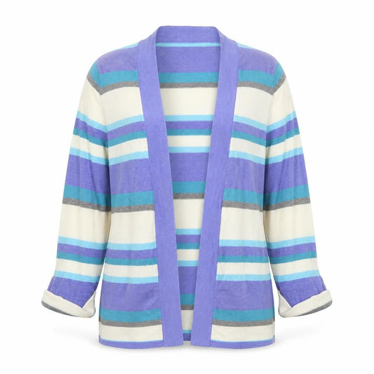BHS Petite Women’s Multicoloured Stripe Open Cardigan UK 8 Cotton