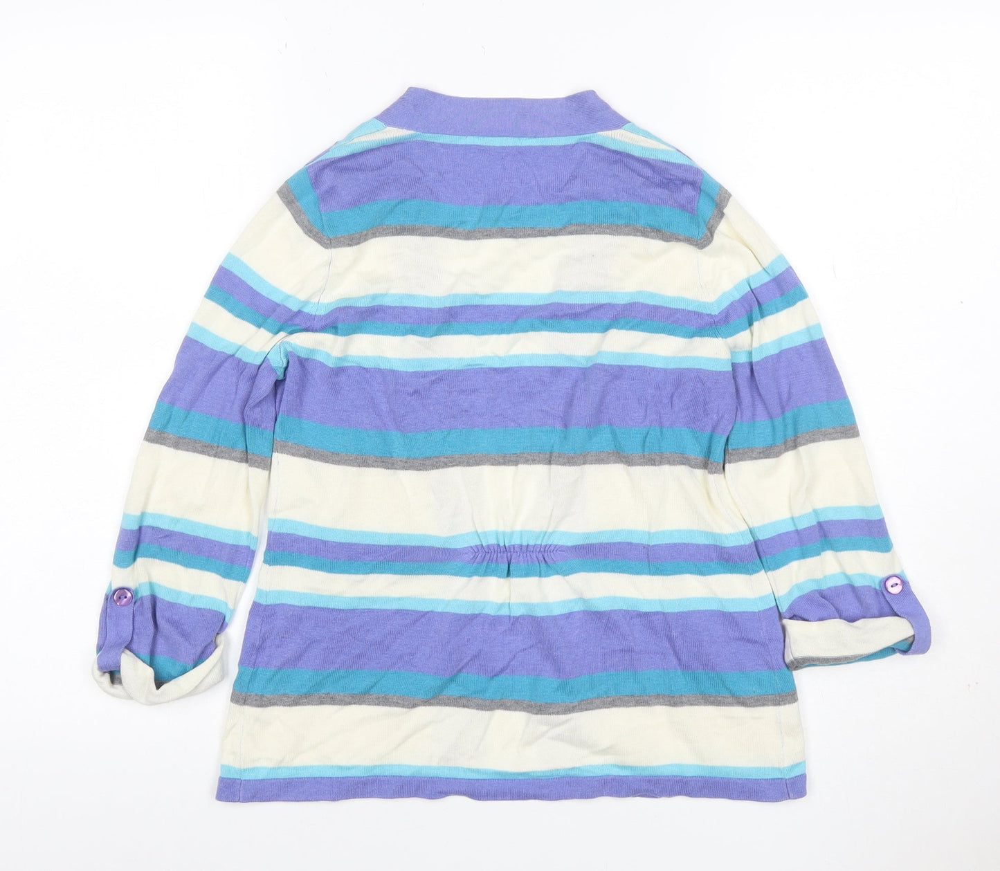 BHS Petite Women’s Multicoloured Stripe Open Cardigan UK 8 Cotton