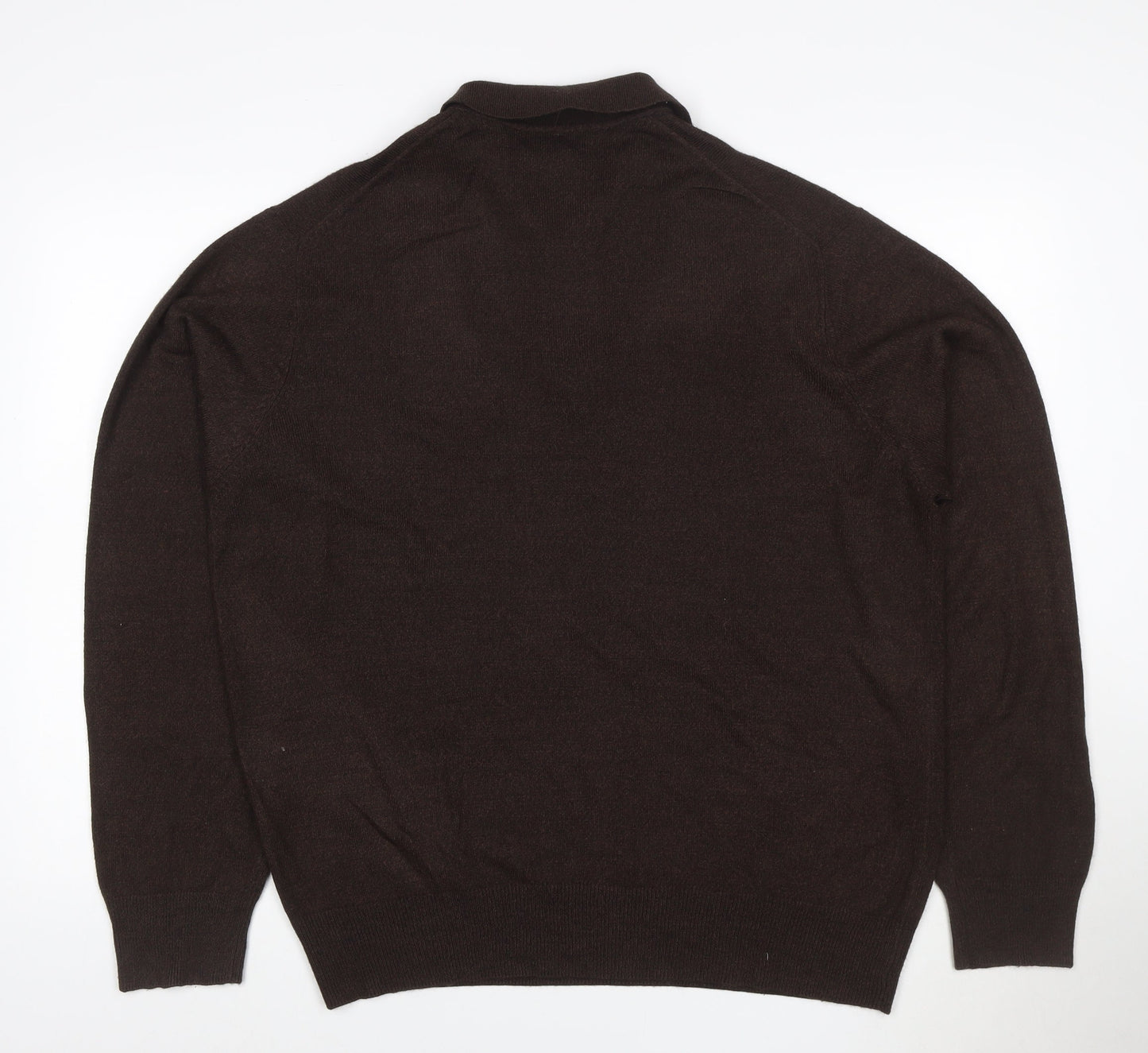 Dockers Men’s Brown XL 1/4 Zip Collared Striped Acrylic Jumper