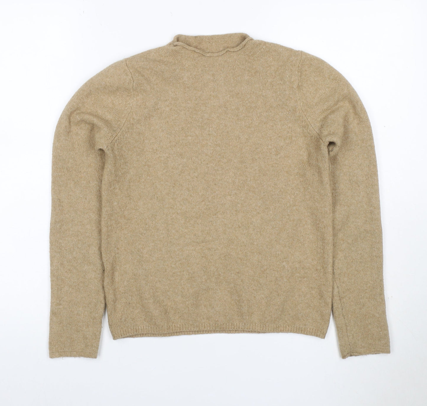 MNG Women Beige S Roll Neck Raglan Knit Wool Blend Jumper