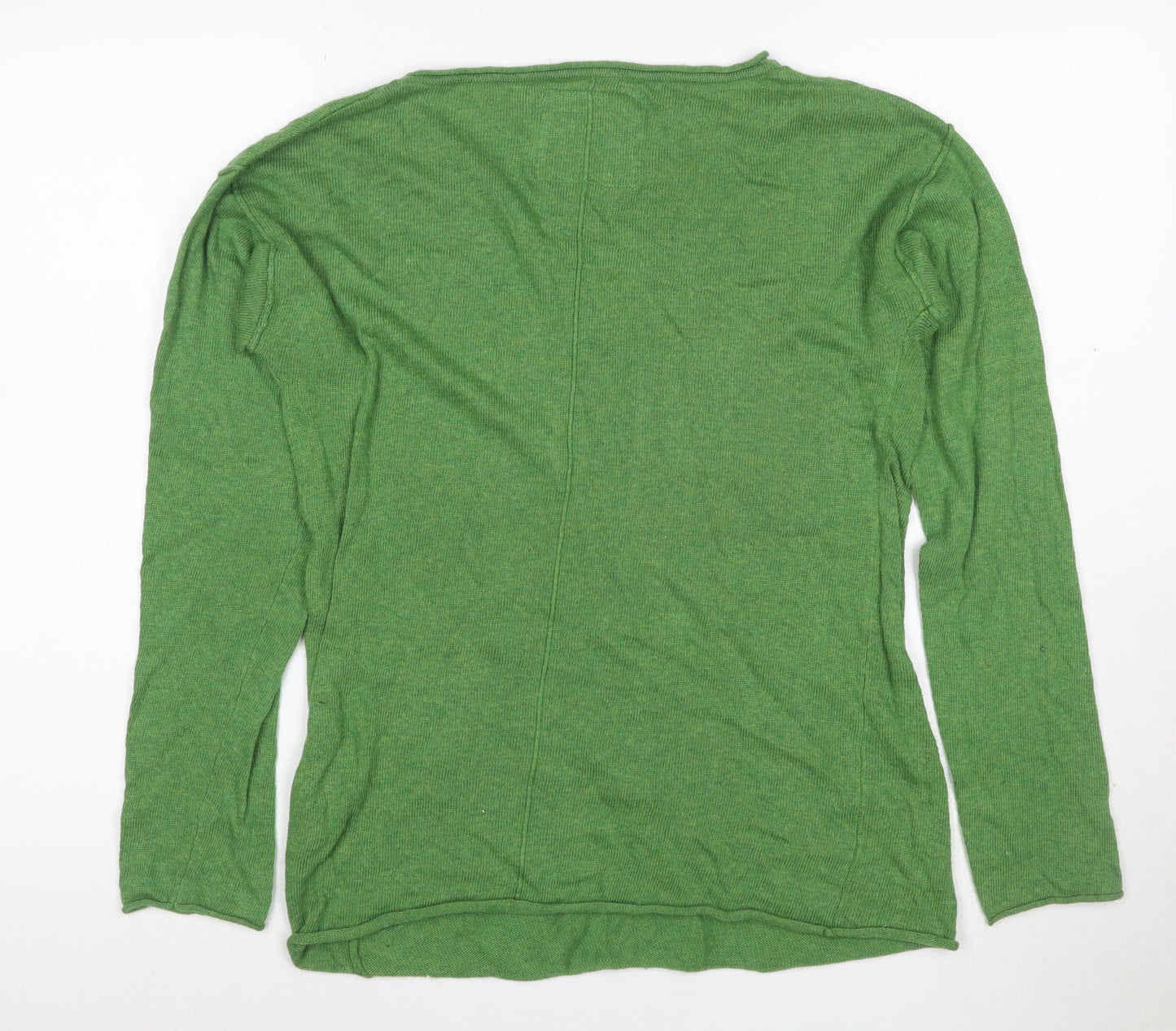 H&M Women Green Size 10 Fine Knit Angora Blend Round Neck Jumper