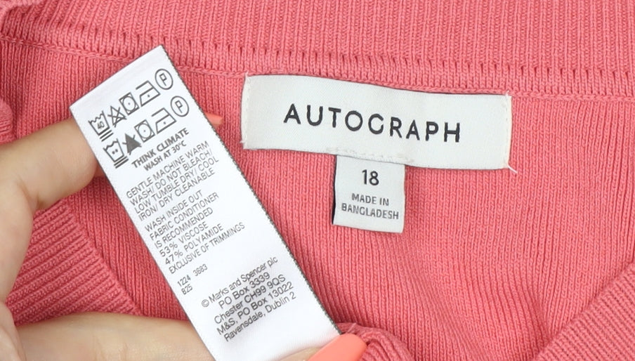 Autograph Women’s Pink Size 18 Round Neck Button Cardigan