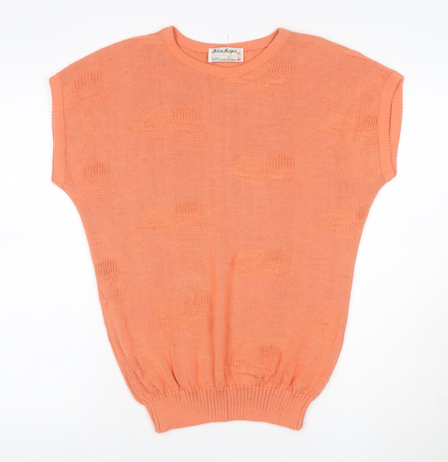 Helen Harper Women Orange S Sleeveless Geometric Knit Pullover Jumper