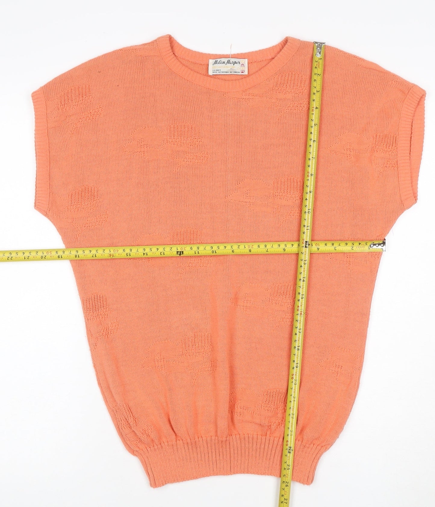 Helen Harper Women Orange S Sleeveless Geometric Knit Pullover Jumper