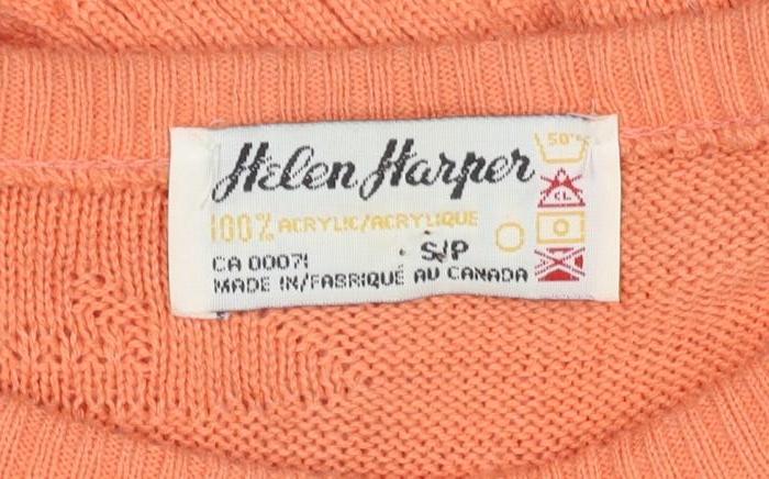 Helen Harper Women Orange S Sleeveless Geometric Knit Pullover Jumper