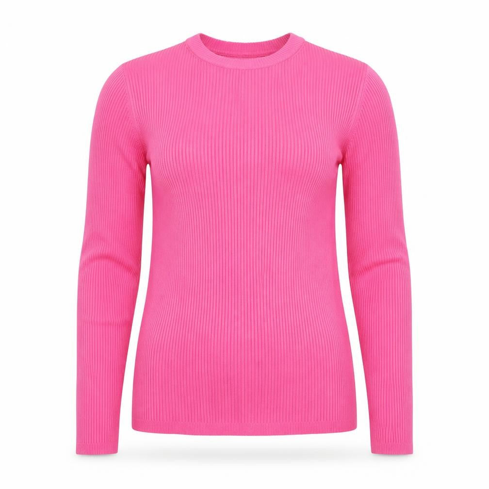 Marks & Spencer Collection Women’s Pink Size 10 Ribbed Knit Long Sleeve Jersey Top