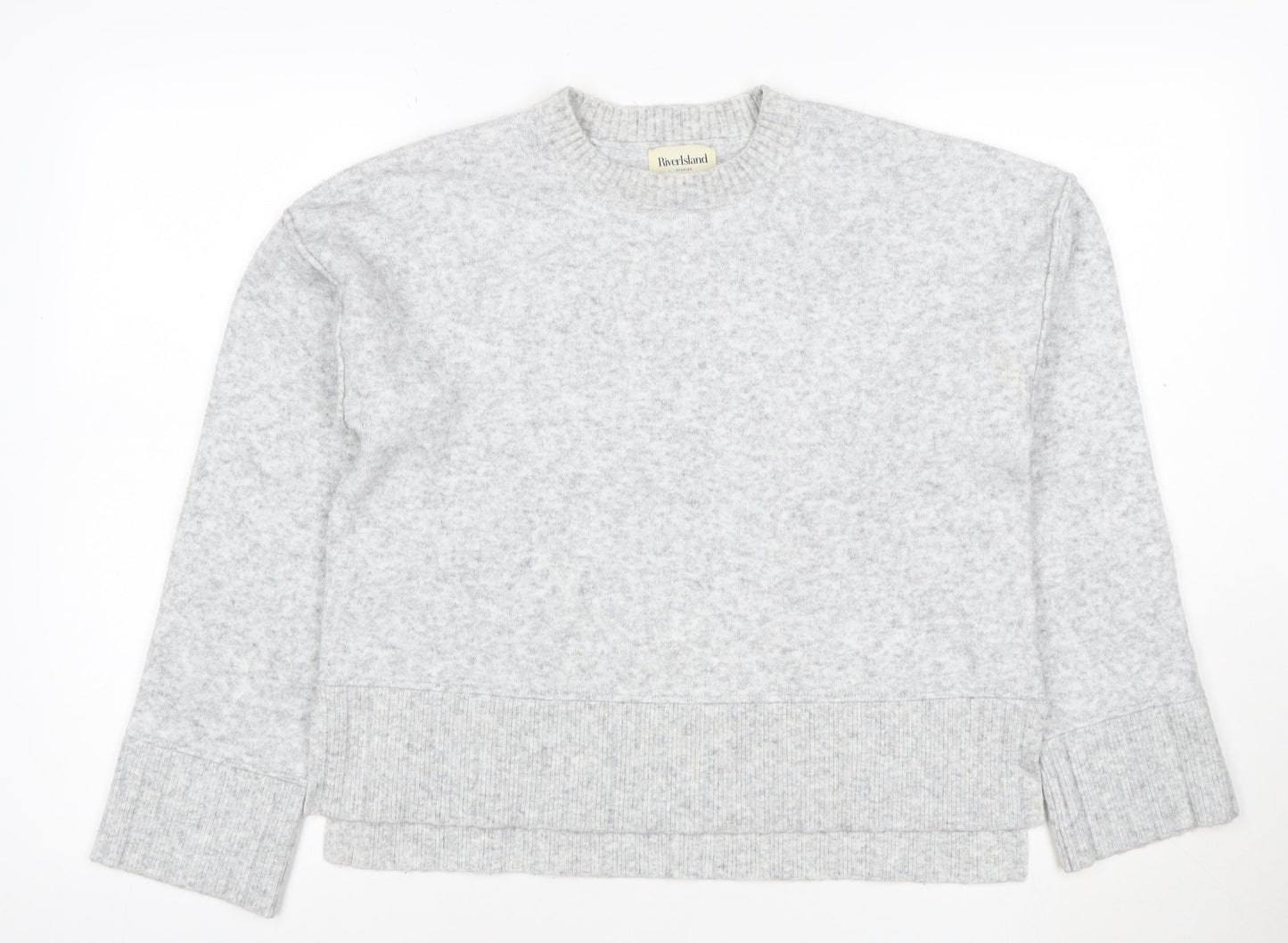 River Island Women Grey XS Relaxed Crew Neck Knit Jumper