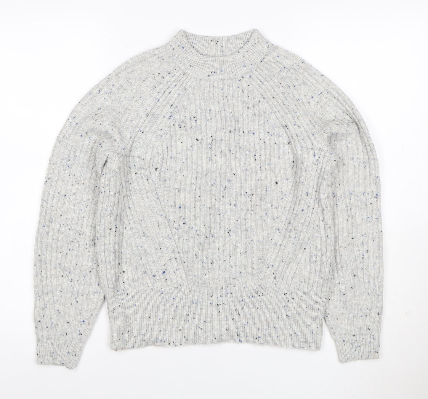 Marks and Spencer Women Grey XS Cable Knit Speckled Crew Neck Jumper
