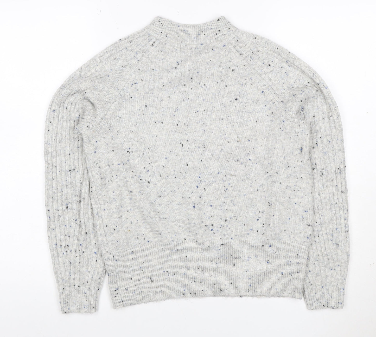 Marks and Spencer Women Grey XS Cable Knit Speckled Crew Neck Jumper