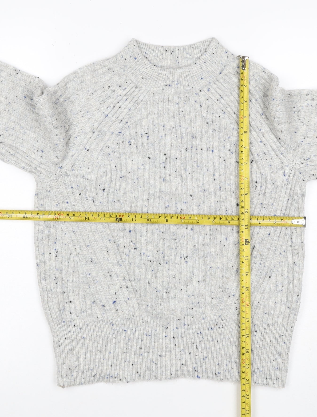 Marks and Spencer Women Grey XS Cable Knit Speckled Crew Neck Jumper