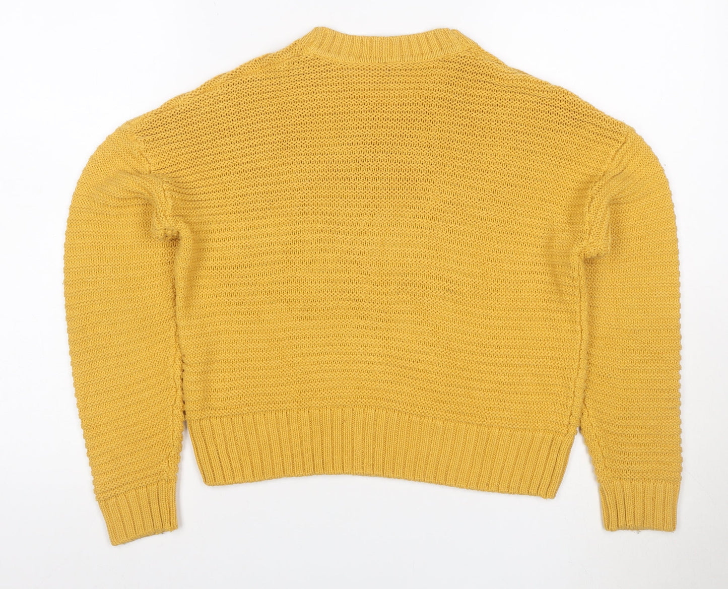 H&M Divided Women Yellow XS Chunky Knit Crew Neck Pullover Jumper