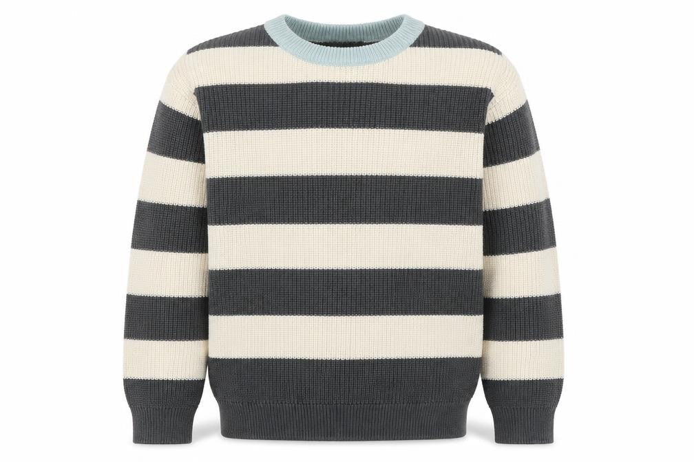 John Lewis Anyday Boys 10 Years Grey Ivory Stripe Knit Pullover Jumper