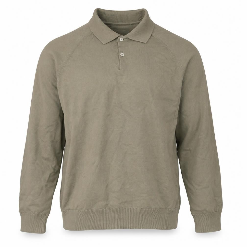 Marks & Spencer Mens Beige M Long Sleeve Cotton Rich Knit Polo