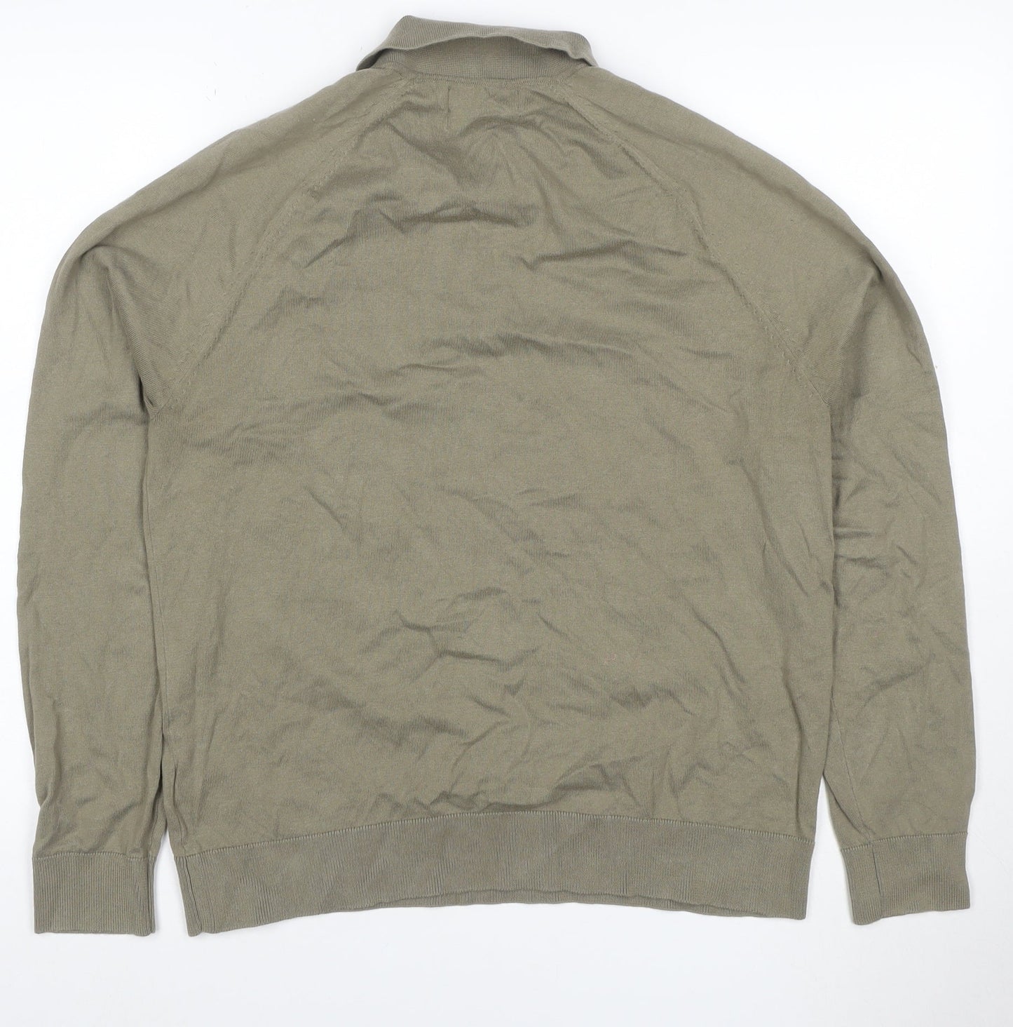 Marks and Spencer Mens Beige M Long Sleeve Cotton Rich Knit Polo
