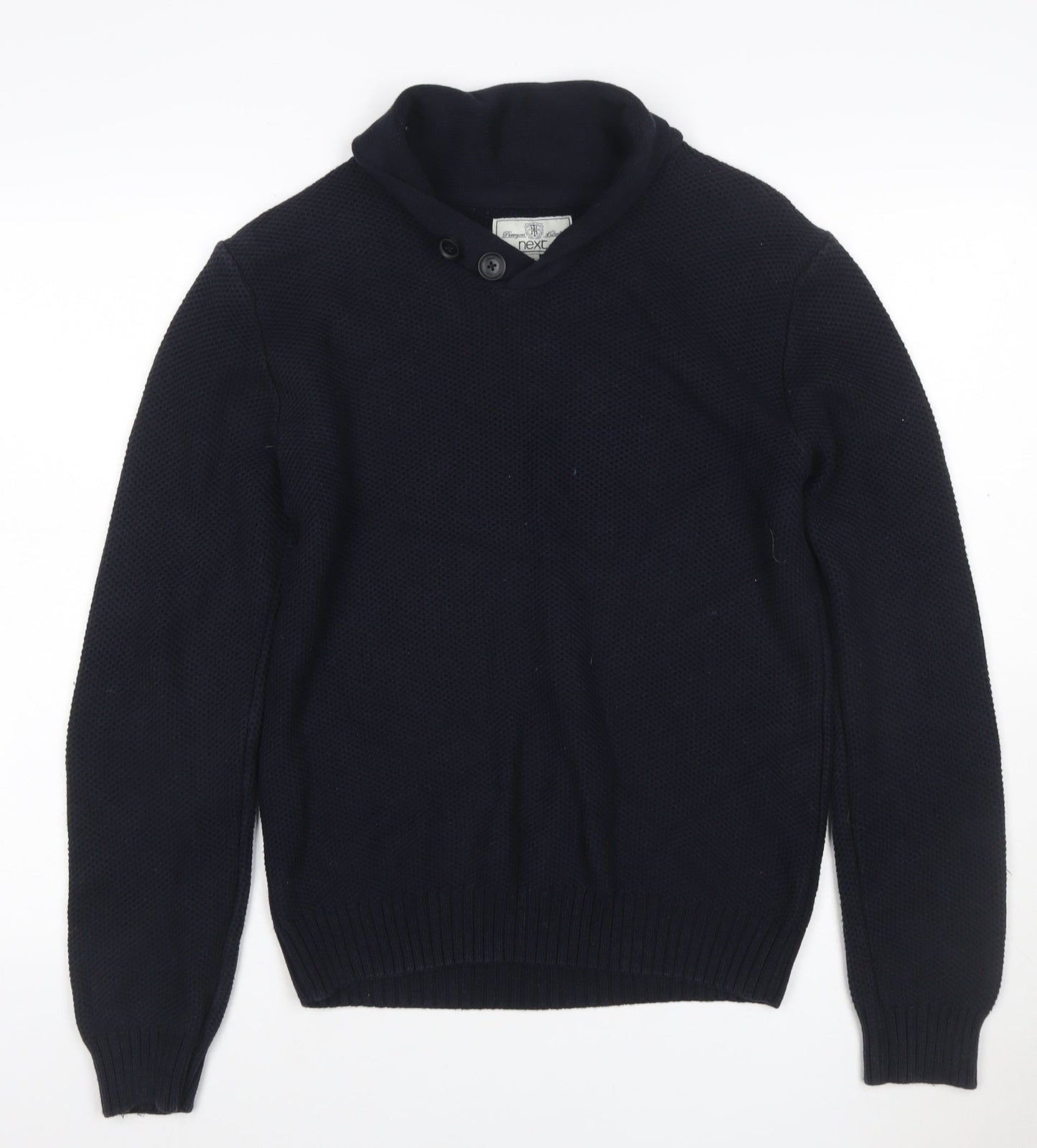 Next Men’s Navy Blue Medium Button Neck Knit Pullover Jumper