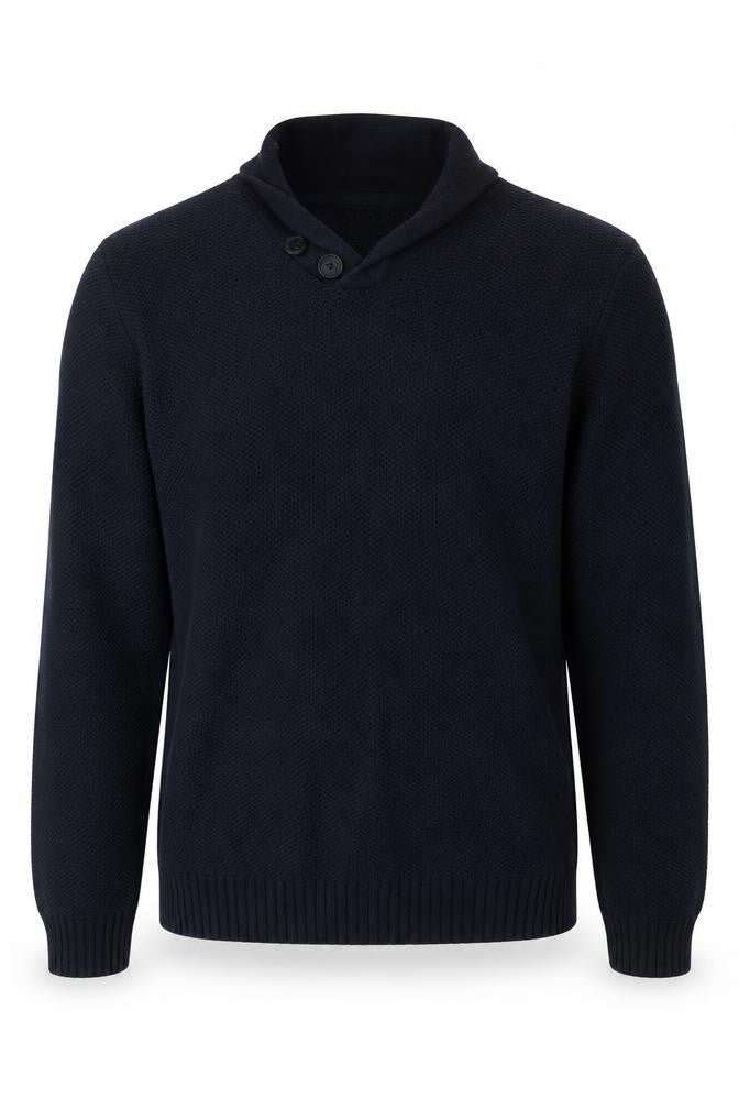Next Men’s Navy Blue Medium Button Neck Knit Pullover Jumper