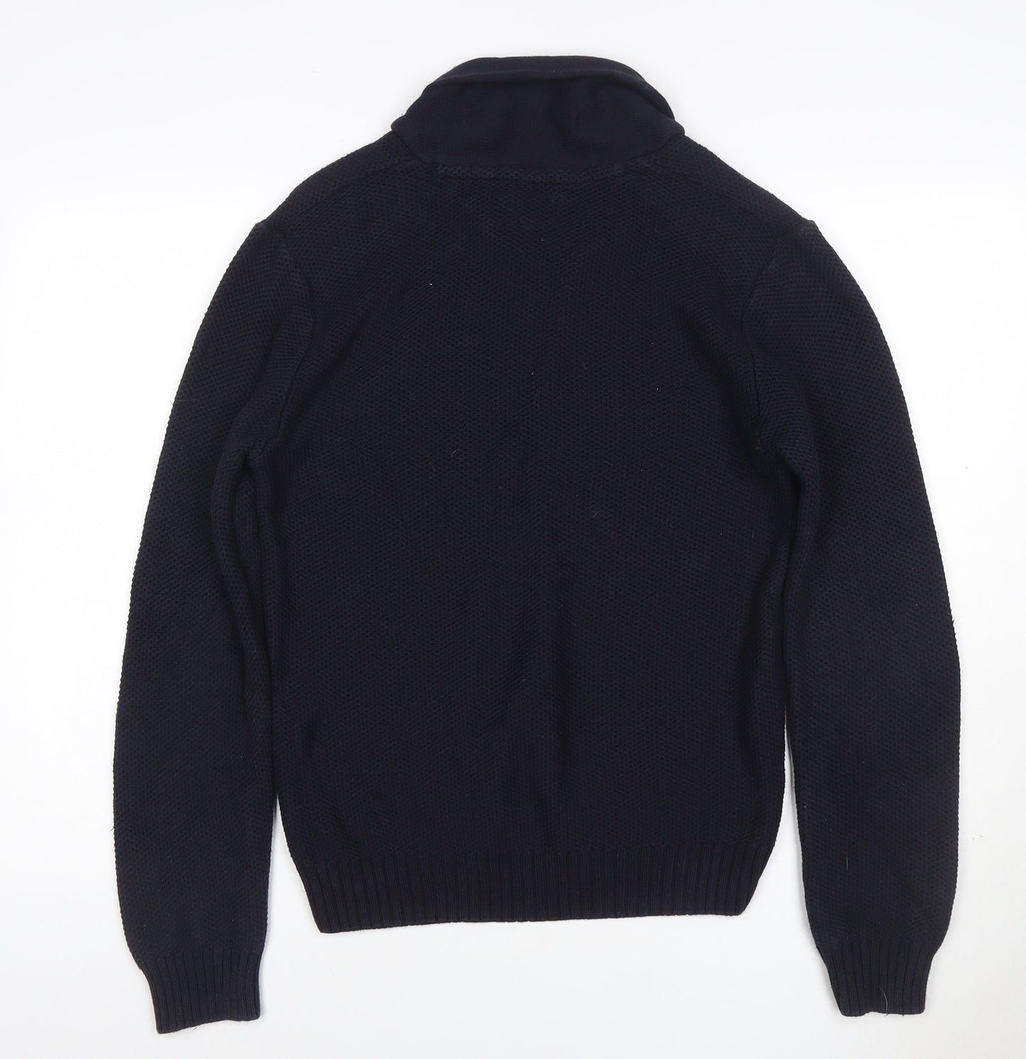 Next Men’s Navy Blue Medium Button Neck Knit Pullover Jumper