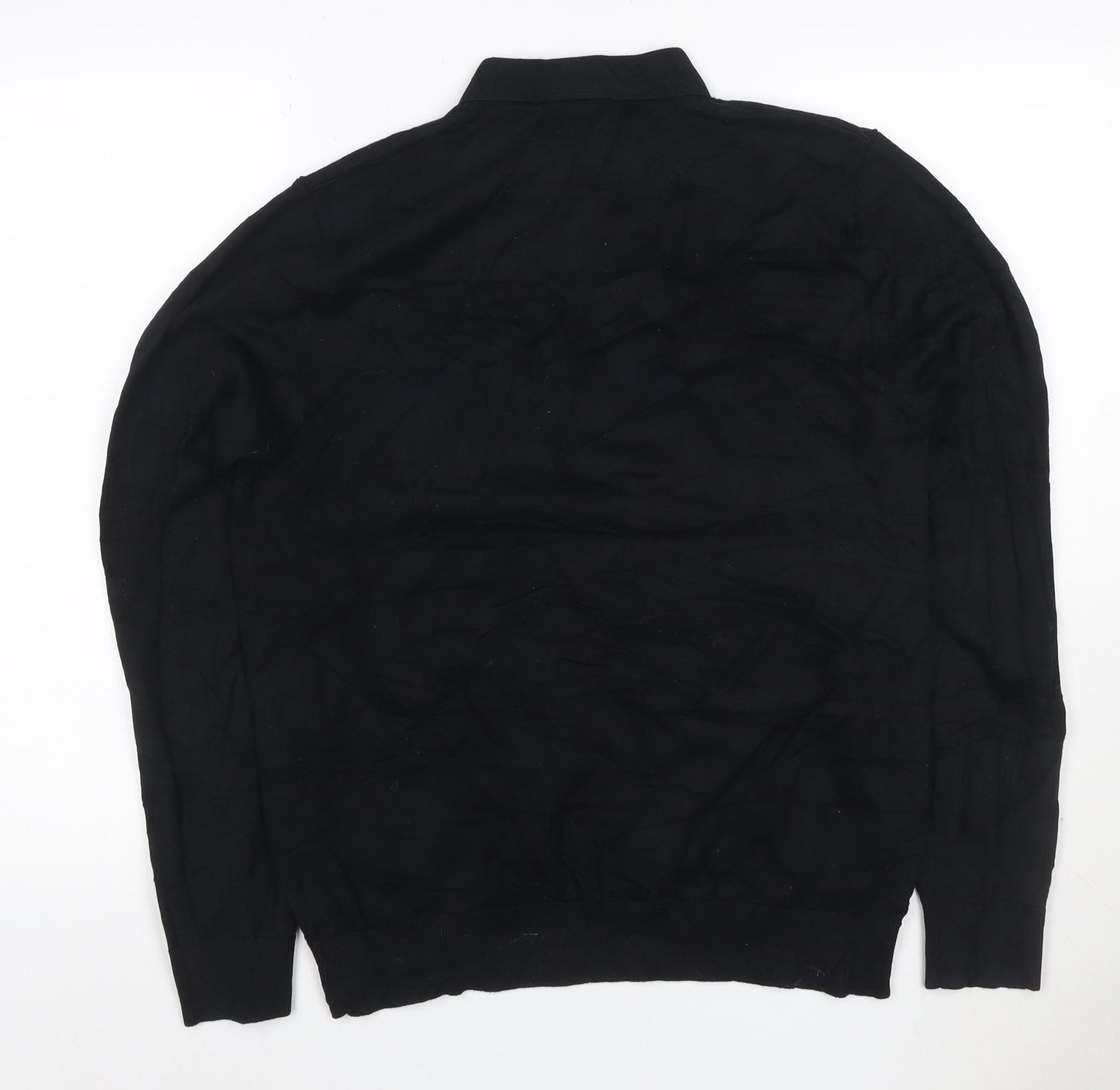 Next Men’s Black M Long Sleeve Cotton Stretch Polo Shirt