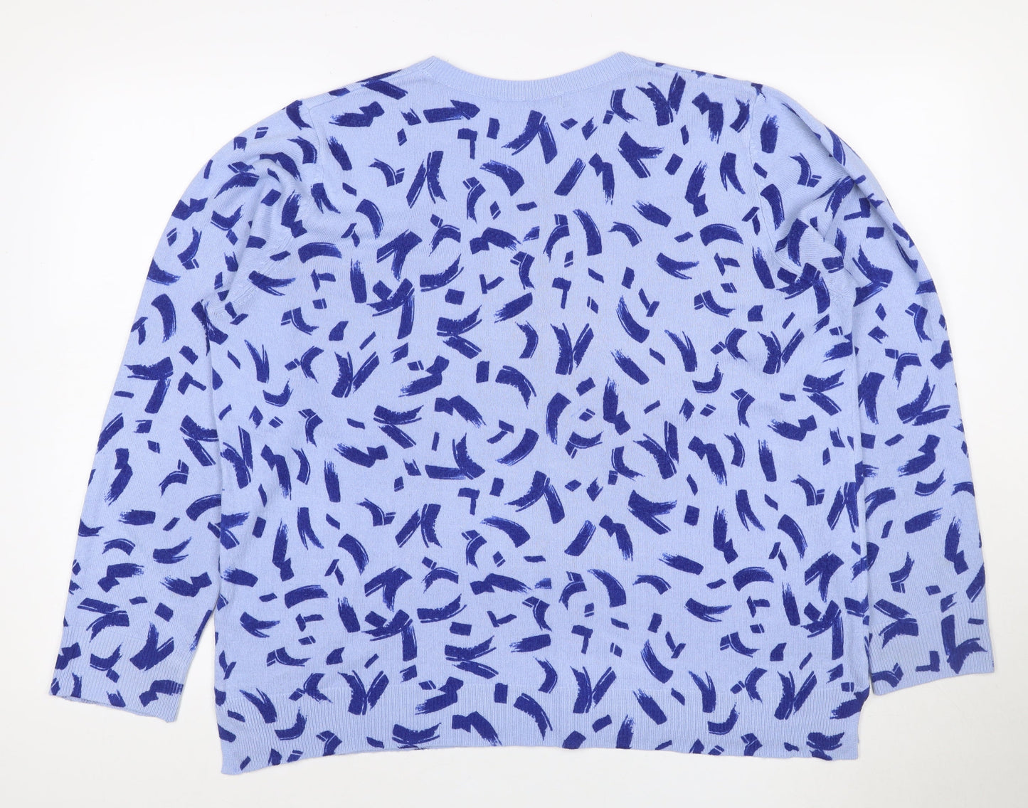 Marks and Spencer Women Blue Size 20 Brushstroke Knit Crew Neck Jumper