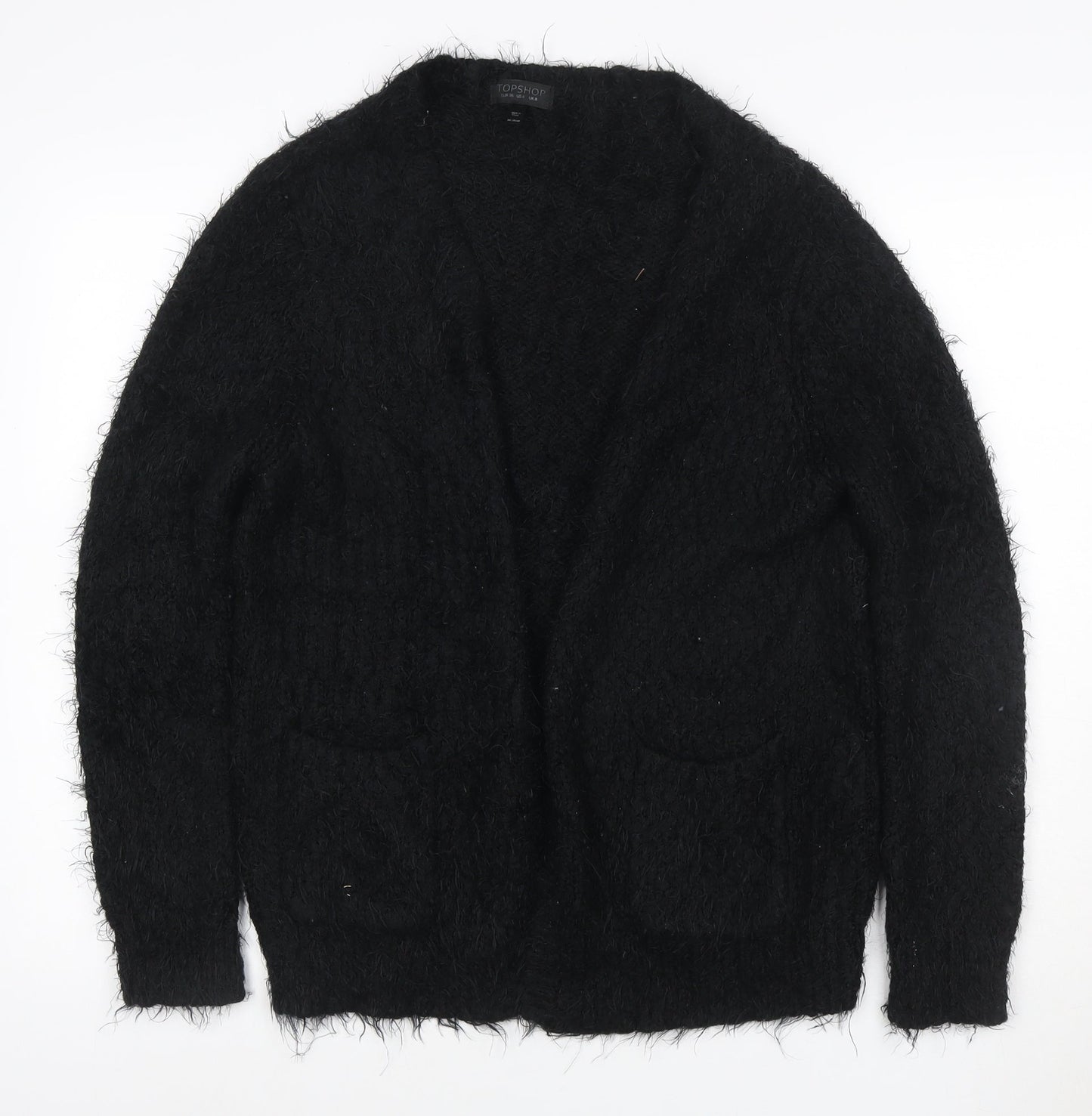 Topshop Women’s Black Fuzzy Knit Crew Neck Jumper UK 8