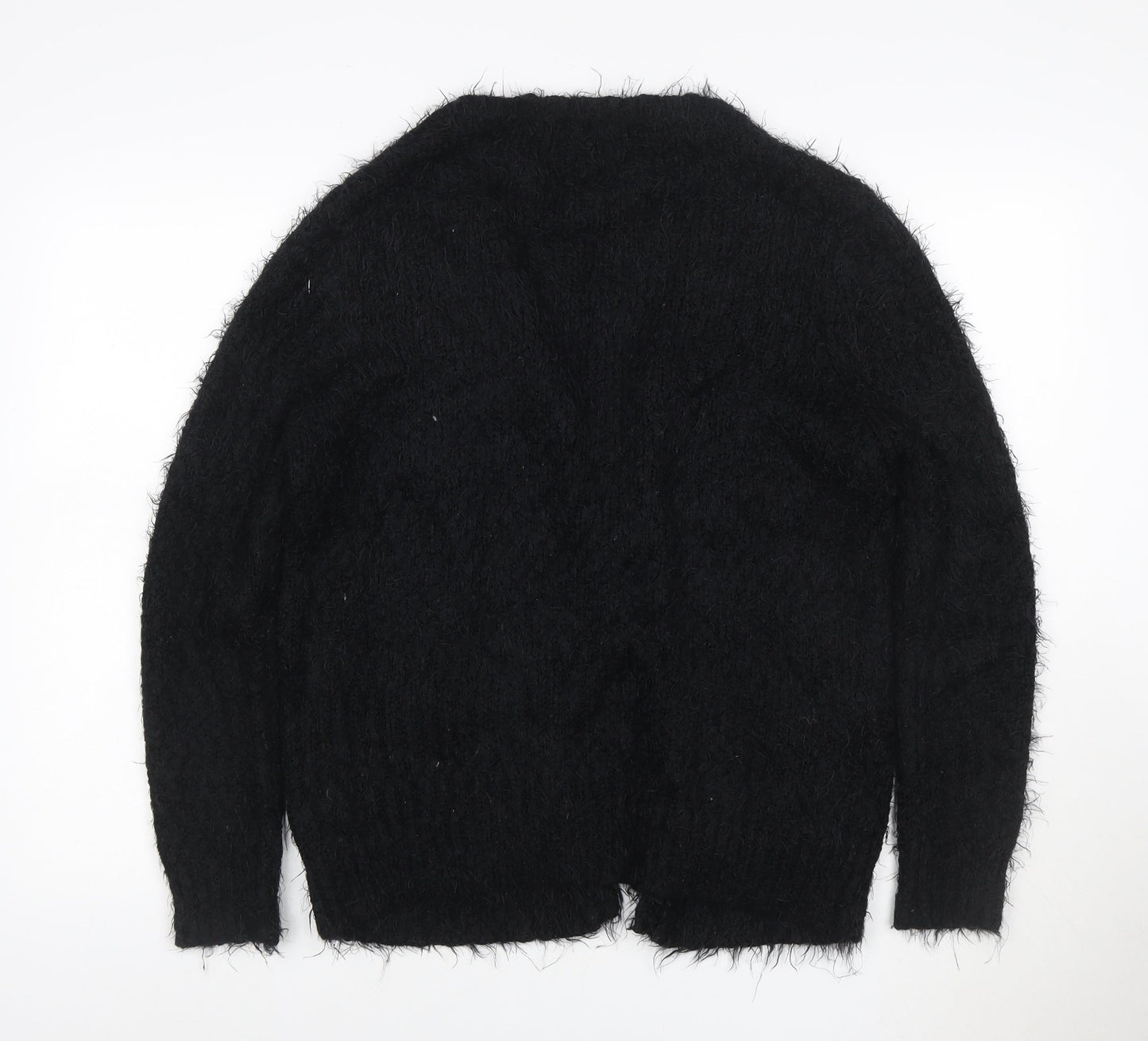 Topshop Women’s Black Fuzzy Knit Crew Neck Jumper UK 8