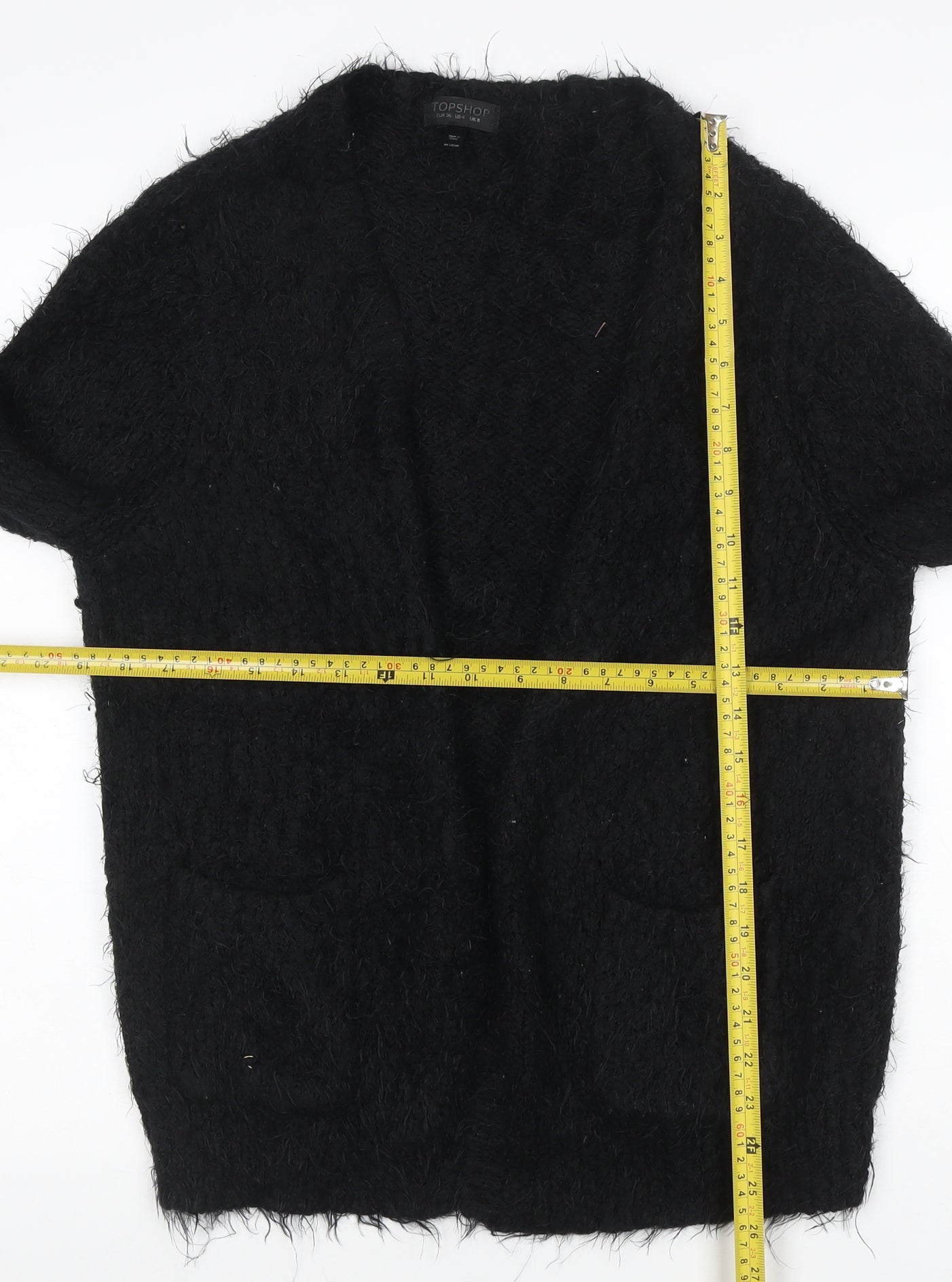 Topshop Women’s Black Fuzzy Knit Crew Neck Jumper UK 8