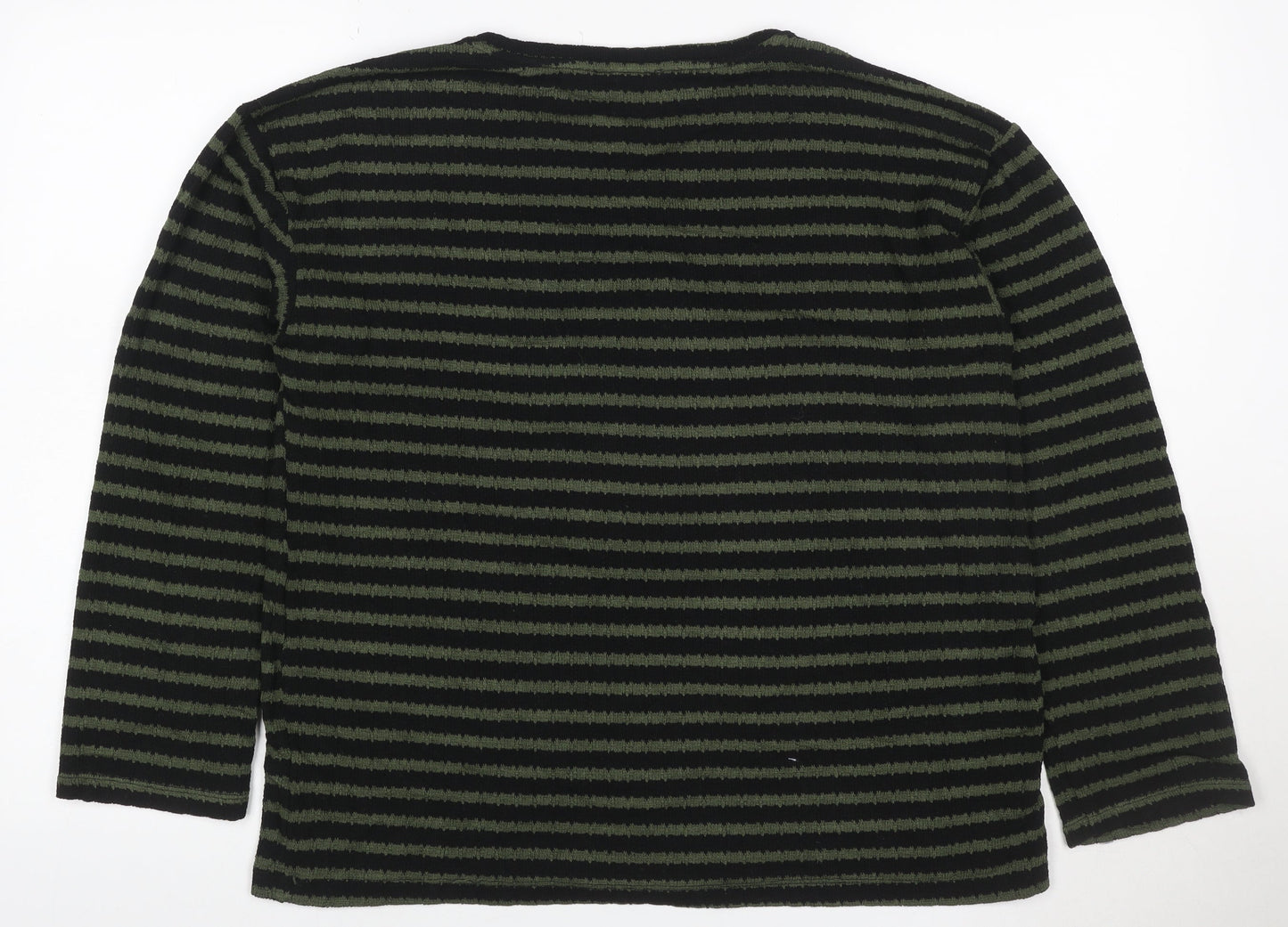 New Look Women’s Black Green Striped Knit Pullover Jumper M