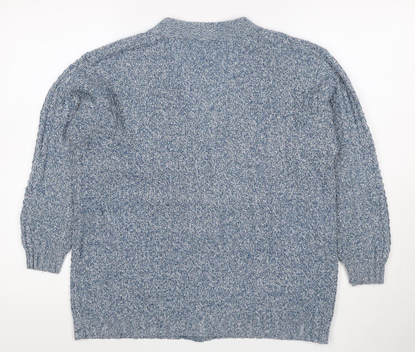 Damart Women's Blue Acrylic Knit V-Neck Button Cardigan UK 16