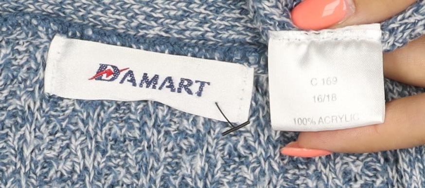 Damart Women's Blue Acrylic Knit V-Neck Button Cardigan UK 16