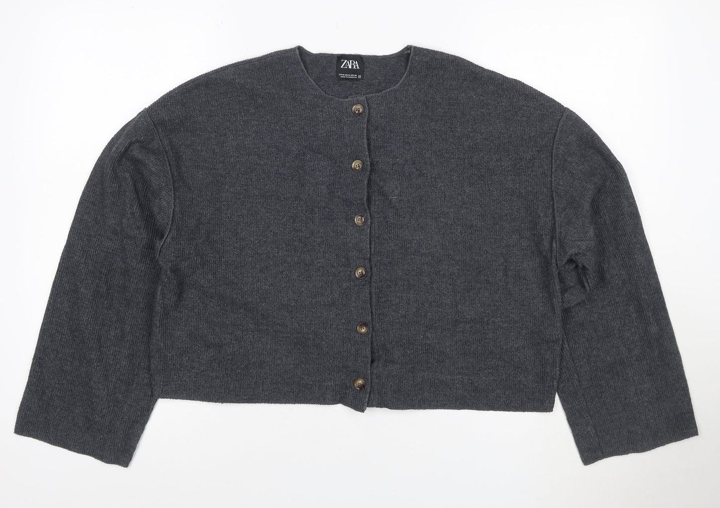 Zara Women’s Grey M Button Front Knit Cardigan Long Sleeve