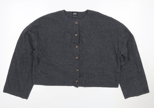 Zara Women’s Grey M Button Front Knit Cardigan Long Sleeve