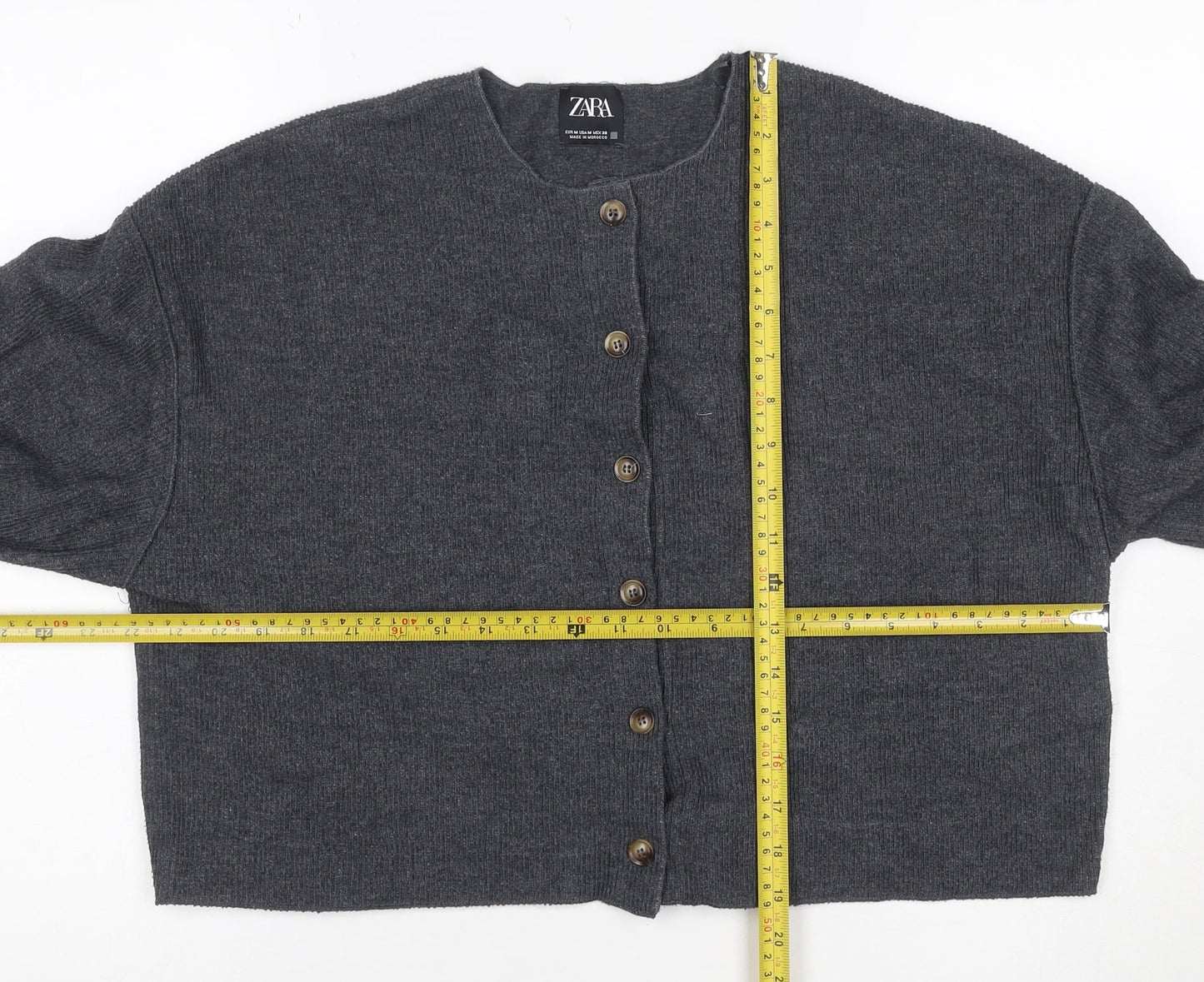 Zara Women’s Grey M Button Front Knit Cardigan Long Sleeve