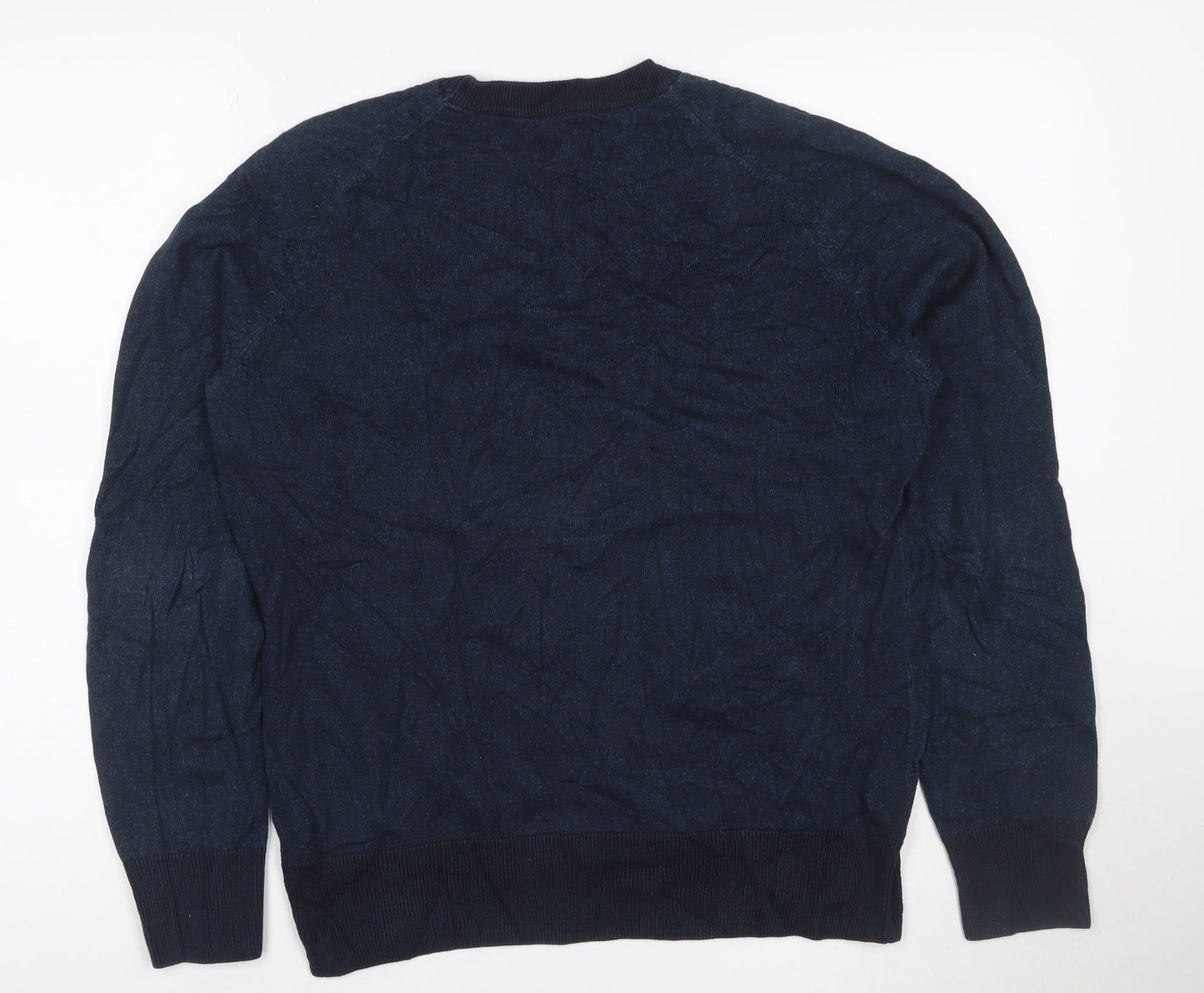 Howick Men’s Navy Blue Cotton Cable Knit Crew Neck Jumper Size S