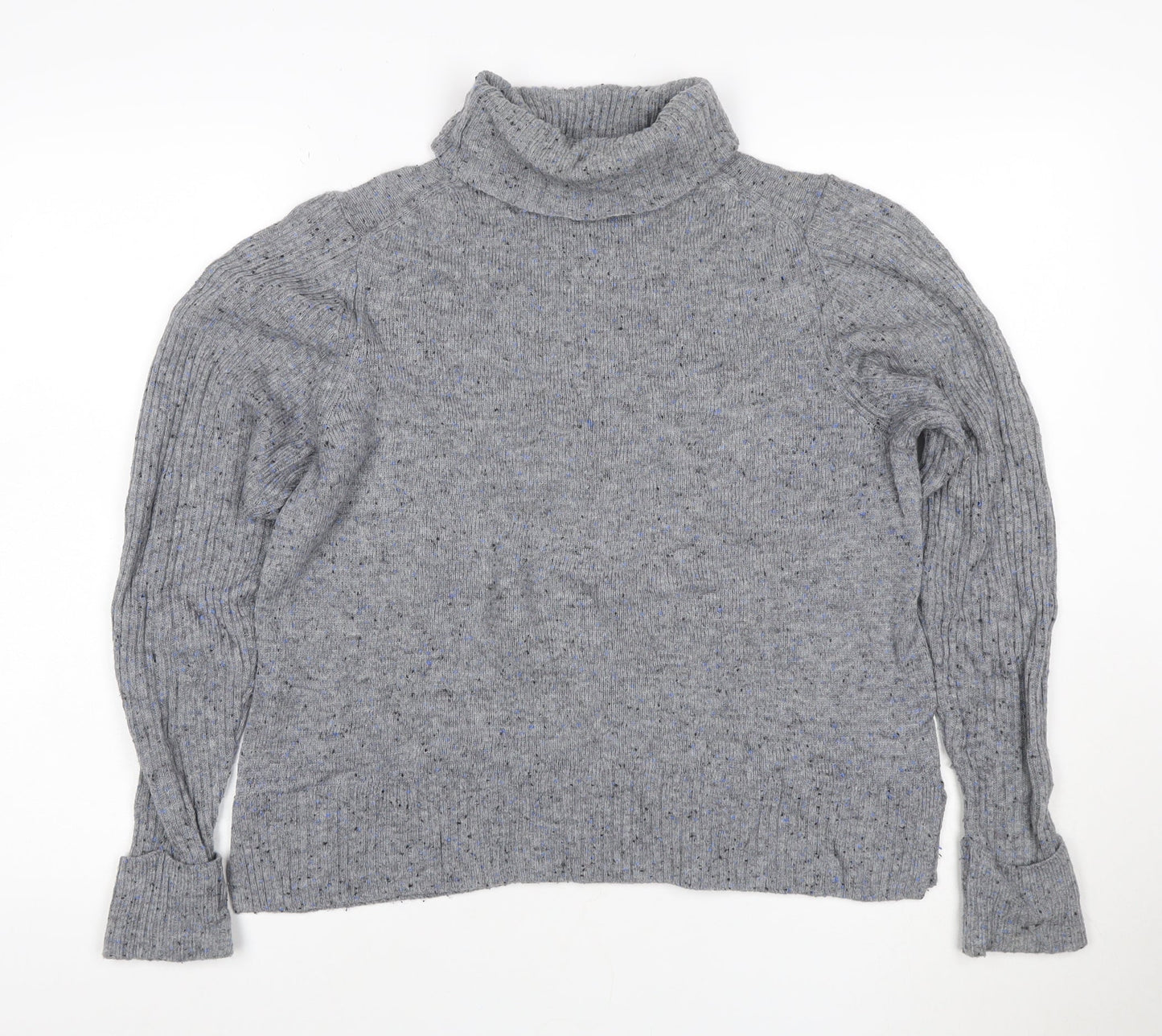 Marks & Spencer Womens Grey Fleck Roll Neck Pullover Jumper UK 14