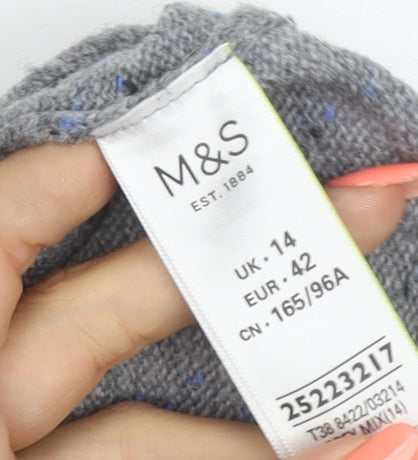 Marks & Spencer Womens Grey Fleck Roll Neck Pullover Jumper UK 14