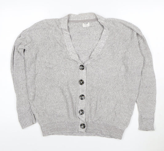 Cotton On Women’s Grey M V-Neck Button Knit Cardigan Long Sleeve