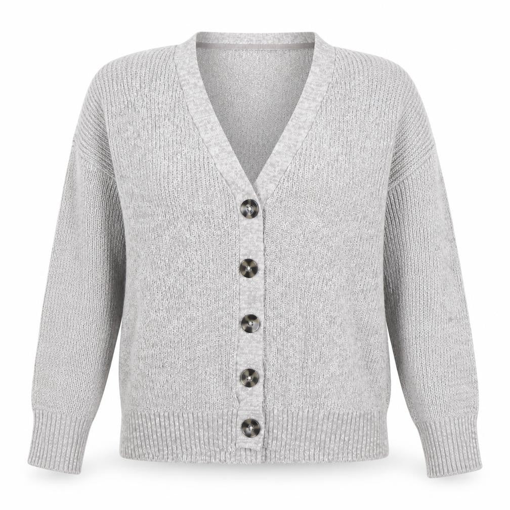 Cotton On Women’s Grey M V-Neck Button Knit Cardigan Long Sleeve