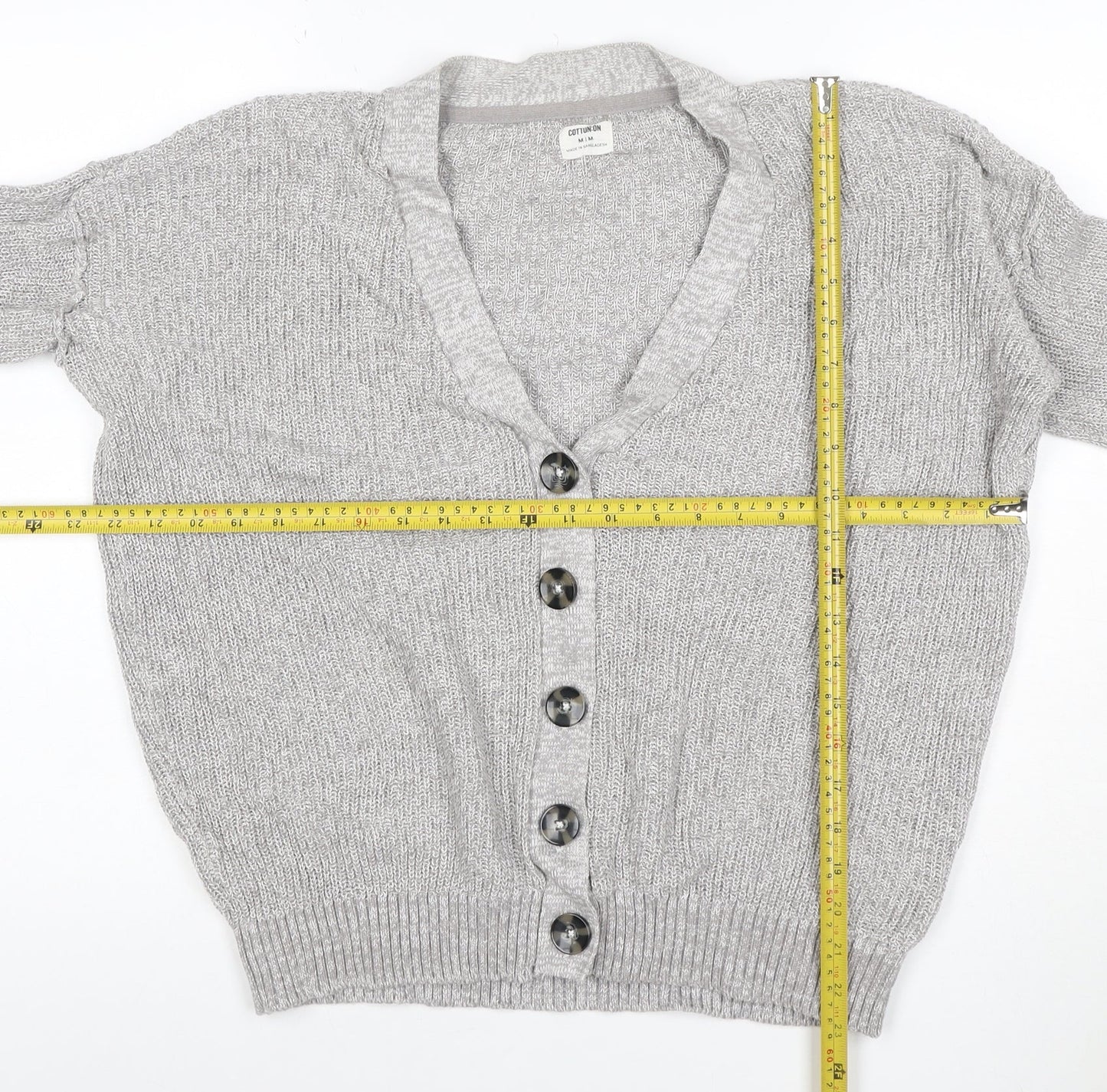 Cotton On Women’s Grey M V-Neck Button Knit Cardigan Long Sleeve
