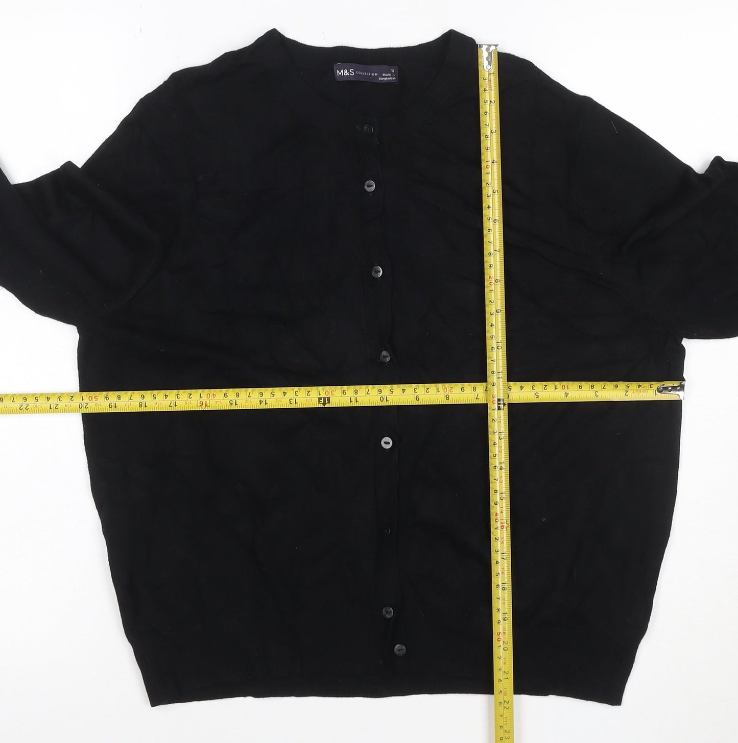 Marks and Spencer Women’s Black Size 18 Round Neck Button Cardigan