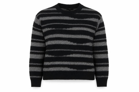 Next Women’s Black Silver Striped Knit Crew Neck Jumper Size M